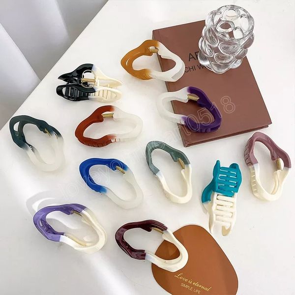 

korean delicate 11.4cm cloud shape barrettes color matching hair clip claw fashion plastlic hair accessories for women, Golden;silver