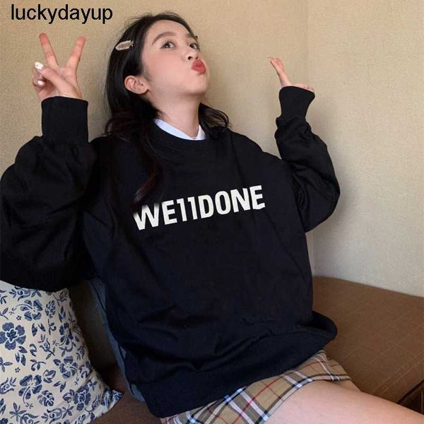 

women's hoodies sweatshirts designer letter crew neck sweater men women loose couple we11done fashion brand hoodie, Black