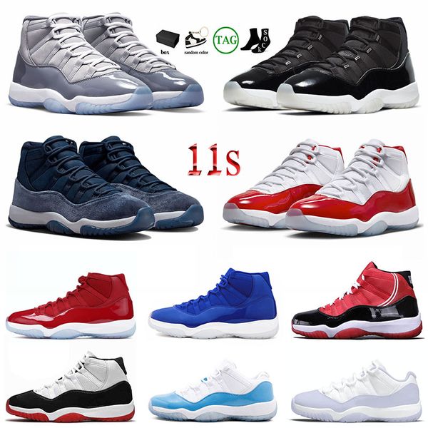 

high og jumpman 11 11s mens womens basketball shoes midnight navy high white bred bleached coral win like legend blue concord low outdoor, Black