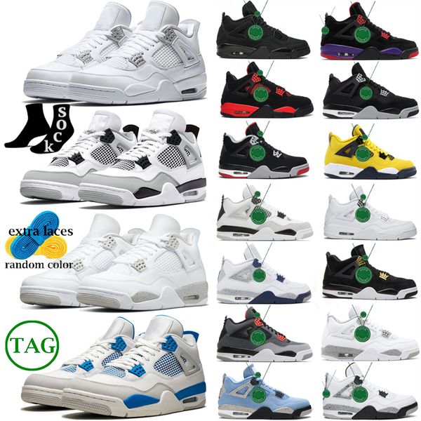 

military black cat jumpman 4 4s basketball shoes mens women red thunder midnight navy white cement oreo university blue bred purple metallic