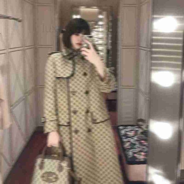 

women's trench coats designer autumn womens trench coats luxury women windbreaker body letter print jacket loose belt female casual lon, Tan;black