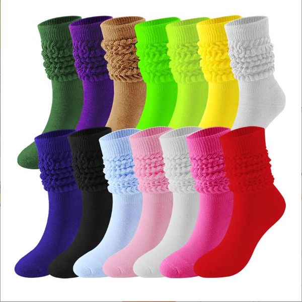 

socks men women slouch socks candy color autumn winter hosiery warm pile ankle bubble ruffle frilly sock princess stockings breathable footw, Pink;yellow