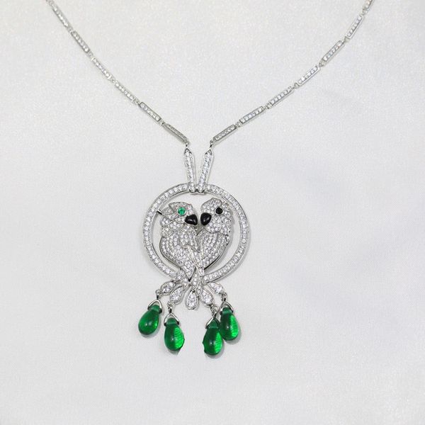 

luxury pendant necklaces fashion simple parrot colored gemstone jewelry 925 silver with diamond party gift for women wedding party jewerlry
