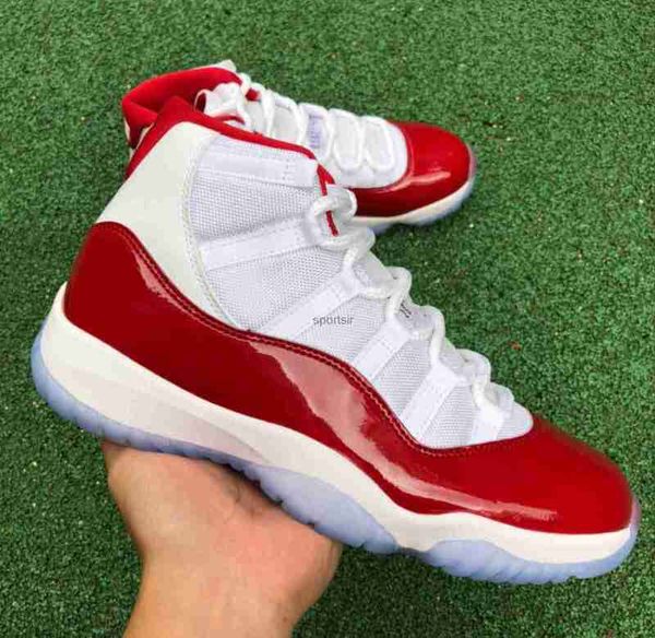 

quality jumpman 11 11s high cherry basketball shoes white/varsity red-black outdoor trainers sports sneaker with retrosneaker