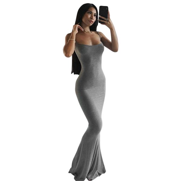 

women elegant summer mermaid evening dress fashion female y2k strap high waist corset halter long dresses streetwear, Black;gray