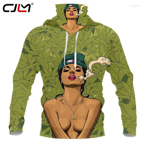 

men's hoodies cjlm mens mask pullover hip hop hooded coat 3d print green leaf girl dropship sudadera harajuku streetwear, Black