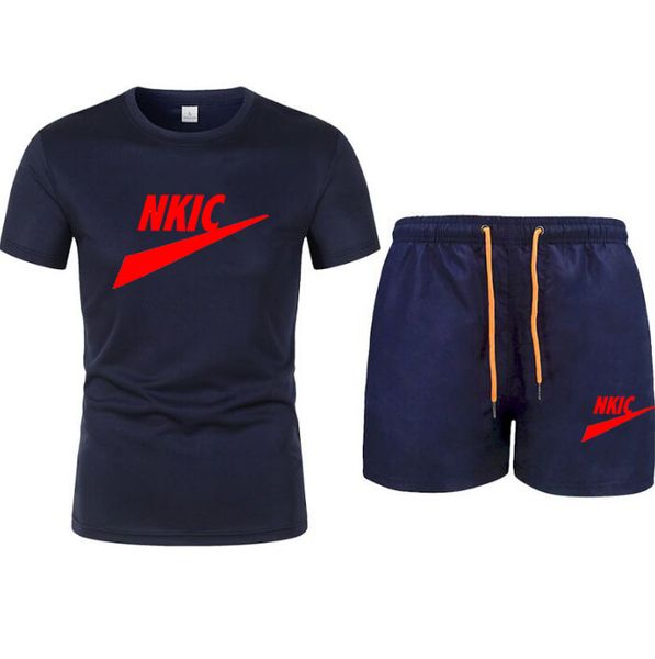 

men's tracksuit summer clothes sportswear two piece set t shirt shorts brand track clothing male sweatsuit sports suits brand logo prin, Gray