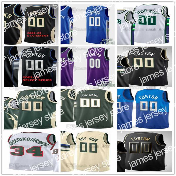 

american college football wear 2022-23 statement basketball giannis antetokounmpo 34 jerseys khris middleton 22 jrue holiday 21 grayson alle, Black