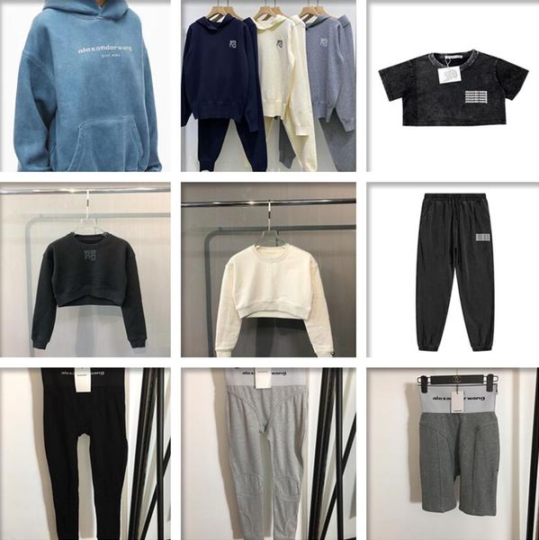 

fashion women hoodies men sweater alex-ander -wang letter washed hoodie haze blue hoodie dupe