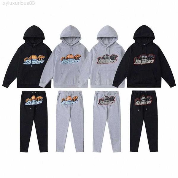 

mens trapstar tracksuits trousers set designer hoodies streetwear sweatshirts embroidered fleece hoodie sweater closing zipper men pants, Black