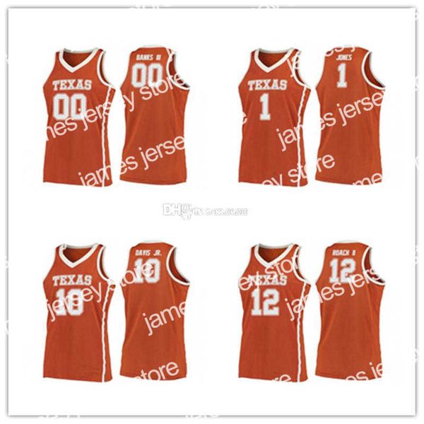 

basketball jerseys texas longhorns college 00 james banks iii basketball jersey 1 andrew jones 10 eric davis jr. 12 kerwin roach ii stitched, Black;red