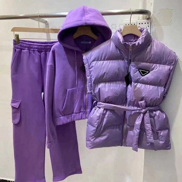 

women's tracksuits designer designer womens down jacket p home jacks women metal triangle winter coat warm puffer coats sweater trouser, Gray