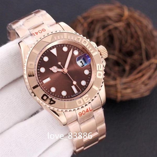 

mens watch 40mm waterproof strap rose gold automatic movement mechanical stainless steel watches master male wristwatch262c, Slivery;brown