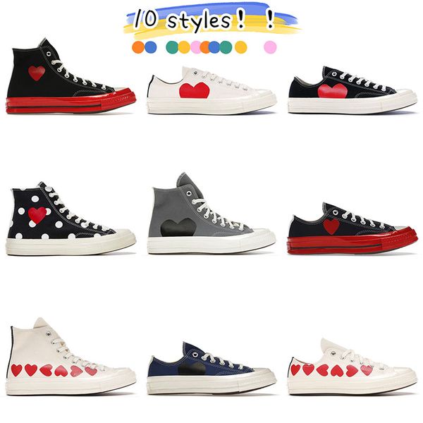 

casual canvas shoes brand designer red-bottom trainers heart print shoe 1970s lovers sneaker high-soft women men sneakers dot fashion versat, Black