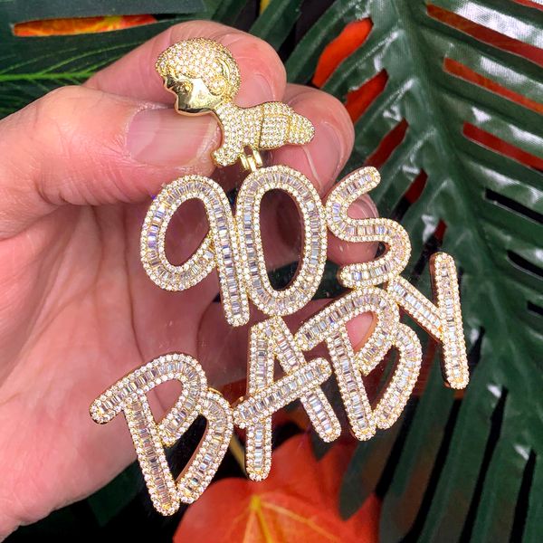 

cute boy bail pendant new design hip hop jewelry full paved 5a cubic zirconia cz iced out bling letter 90's baby pendants necklace, Silver
