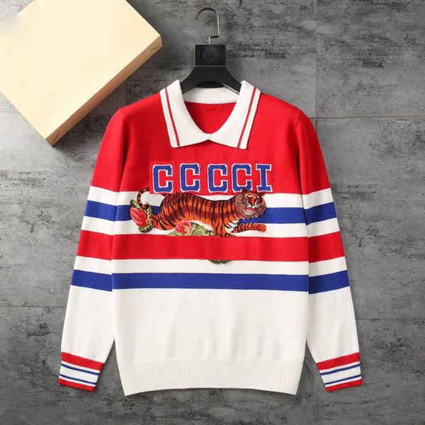 

mens womens designers g sweaters pullover retro classic lapel neck blue luxury pullover senior embroidery knitwear man clothing winter warm, White;black