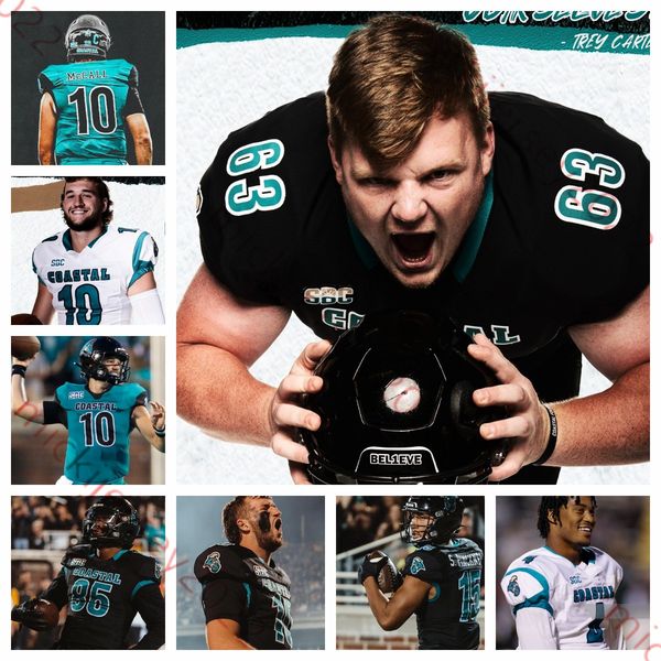 

coastal carolina chanticleers football custom mens youth 48 bailey carraway jared brown joah cash jerrod clark deandre coleman evan crenshaw, Black