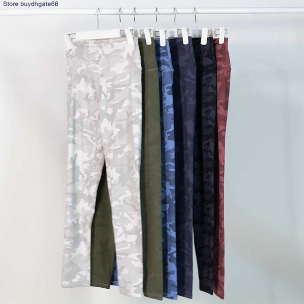 

2022 trendy yoga brand lu's legging women's new style clothes 6-color camouflage pattern pants sports fitness night running can we, Black