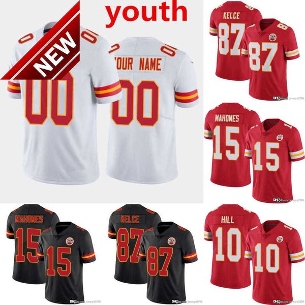 

custom kansas''city''chiefs''men women youth 15 patrick mahomes 87 travis kelce chris jones george karlaftis j, Black;red