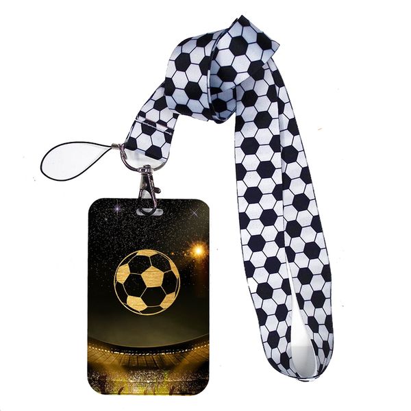 

football wholesale cartoon id card holder key chain neck ring key chain neck belt nurse strap card holder, Silver