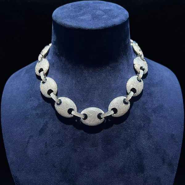 

exclusive custom handmade diamond necklace 20mm high density pig nose chain 925 sterling silver mossanite, Black