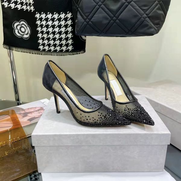 

elegant brands lace women romy sandals shoes glitter leather high stiletto heels lady pointed toe pumps party wedding dress eu35-43 original, Black