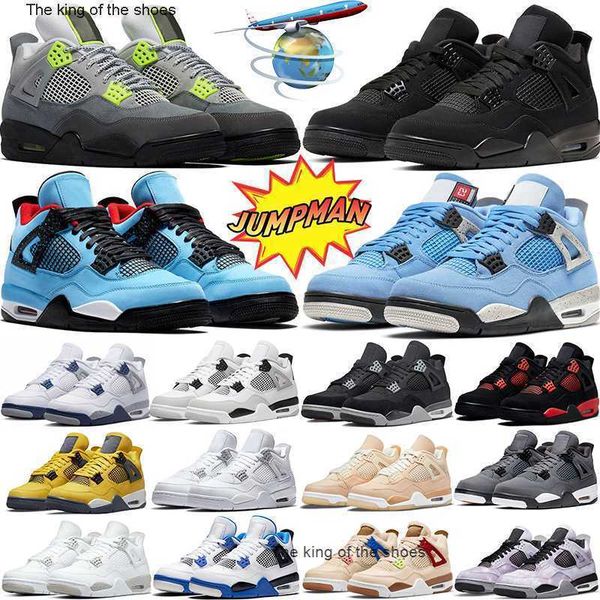 

jumpman 4 4s basketball shoes blak cat military black midnight navy neon whiteshimmer bred canvas master military blue mens womens sports