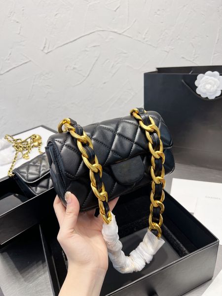 

heavy chain shoulder bags fashion channel handbag luxury designer women's crossbody bag flap wallet small black gold ball adjustable le