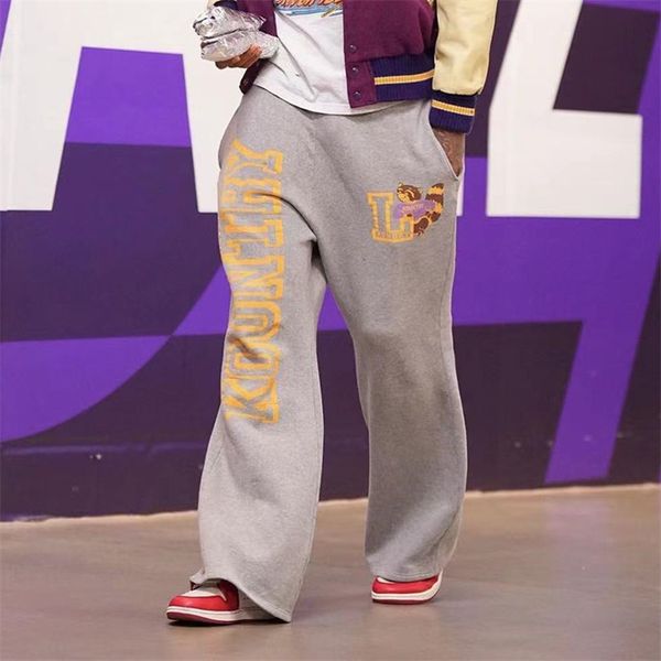 

casual pants cotton lettering sports pants men women elastic waist drawstring, Black;brown