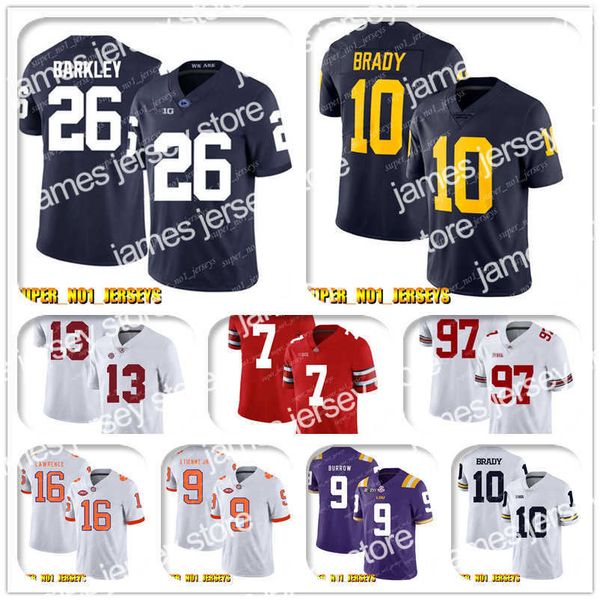 

football jerseys ncaa 26 saquon barkley 10 tom brady michigan wolverines college football jersey 7 dwayne haskins 91 ryan kerrigan 99 chase, Black;red