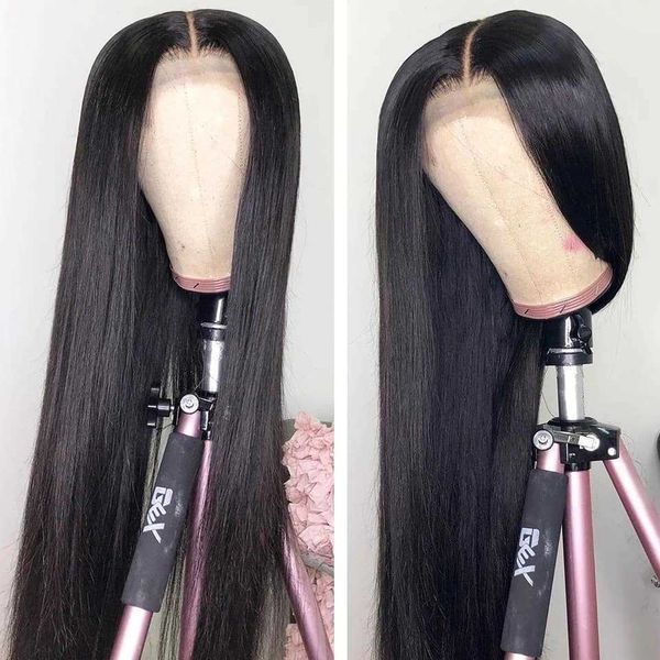 

fashion lace wigs 40 inch 180nsity straight frontal wig human hair 28 13x4 full for women brazilian pre plucked 221212, Black;brown