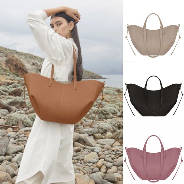 

cyme tote polene bag full-grain textured leather designer magnetic buckle closure handbag women suede inner lining luxury large capacity n1b