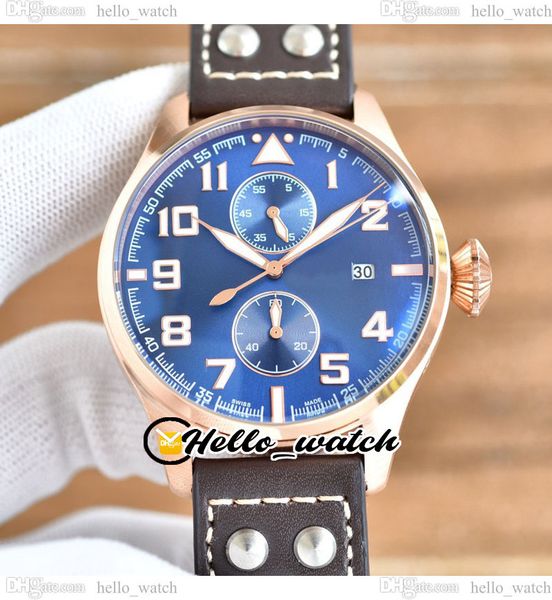 

45mm pilots watches iw515204 automatic mens watch blue dial rose gold case brwon leather storp no chronograph big size new watches hellowatc, Slivery;brown