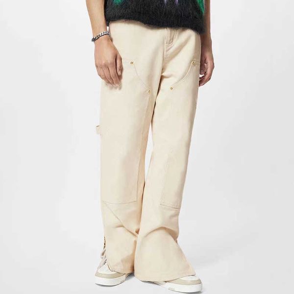

m0n0gram beige pocket pants jeans patchwork man woman fashion highstreet hip hop fzkz415, Black