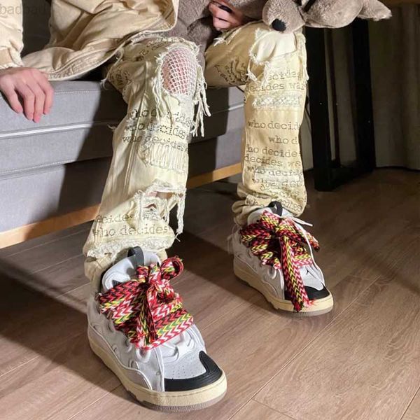 

designer dress shoes fashion brand lanvins curb painted low sneakers men women thick soles catwalk stitching embossed leather rubber platfor, Black