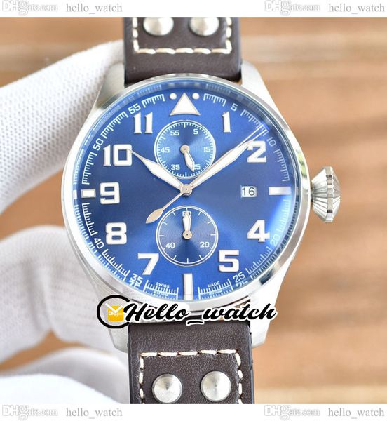 

45mm pilots watches iw515202 automatic mens watch blue dial steel case brwon leather storp no chronograph big size new watches hellowatch e2, Slivery;brown