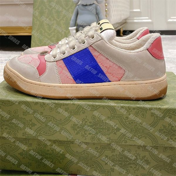 

lace-up womens designer shoes green and red web stripe luxury mens sneakers outdoor sport trainers screener distressed platform sneaker, Black