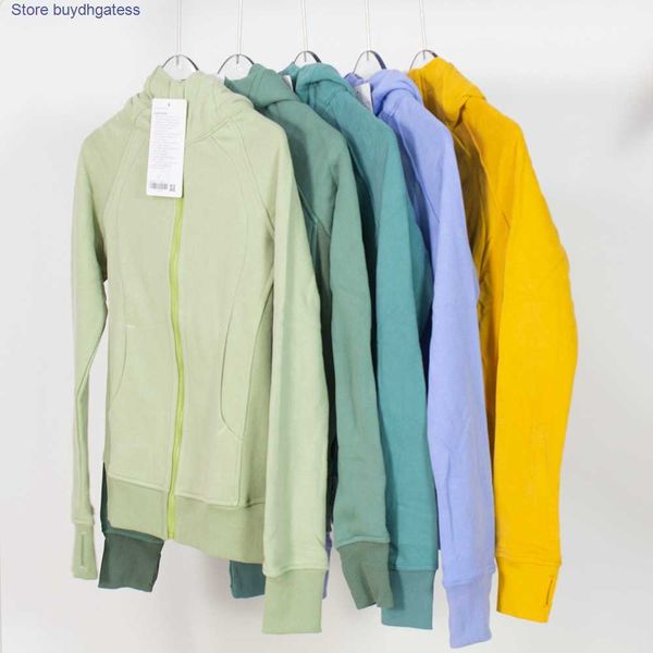 

wzli new trendy yoga brand lu's jackets hoodies women's style clothes autumn winter color scuba leisure sports fleece sweater zipp, Black;brown