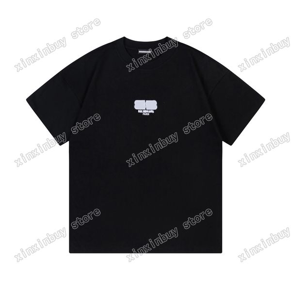 

xinxinbuy men designer tee t shirt paris double letter embroidery short sleeve cotton women gray white black xs-l, Black;brown