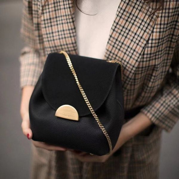 

polene bags paris chain shoulder bag luxury designer fashion women black leather crossbody magnetic buckle closure cross body bags purse