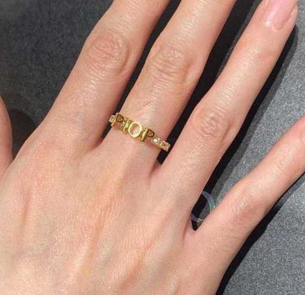 

fashion designer gold letter band rings bague for lady women party wedding lovers gift engagement jewelry with box283c3354889999, Silver