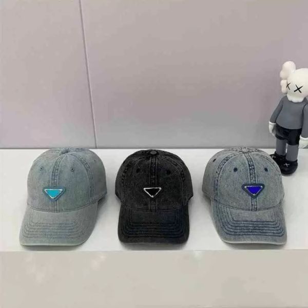 

luxury 2023 fashion designer baseball hat classic inverted triangle cap cow leather micro label temperament brim adjustable size, Blue;gray