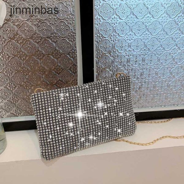 

2023 fashion diamond bag 60% discount wholesale retail new style rhintone chain underarm set one shoulder crossbody night club envelope wome