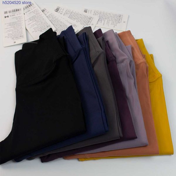 

2022 trendy yoga brand lu's leggings women's new double-sided matte align high waist nude pants fitness jogging clothes, Black