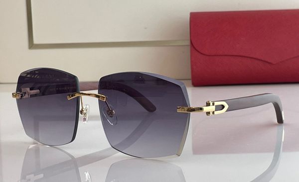 

fashion designer 00520 mens sunglasses classic metal frameless wooden legs square cut edge glasses summer leisure versatile style uv protect, White;black