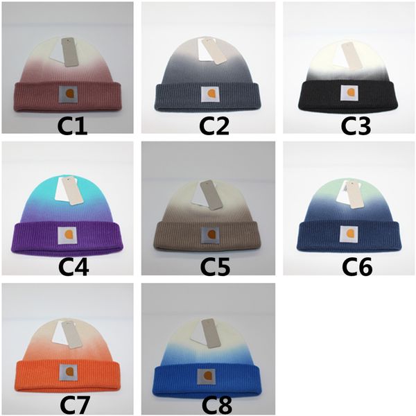 

gradient men designer beanie hats women fashion warm knitted beanies hat outdoor hip hop cap, Blue;gray