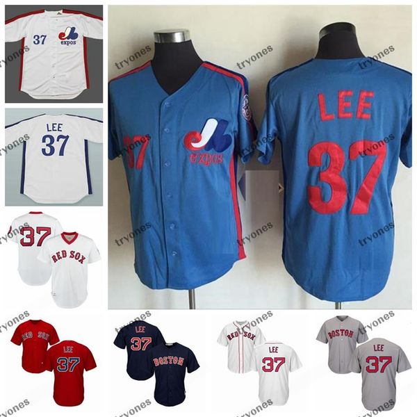

mens vintage montreal expos 37 bill lee baseball jerseys white blue #37 bill lee stitched shirts m-xxxl251k, Black