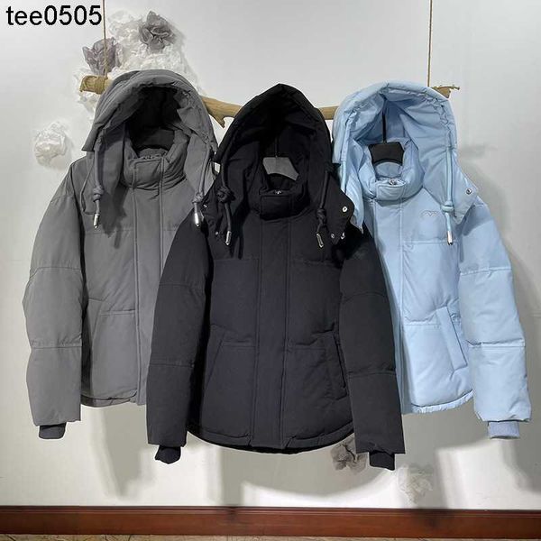 

designer amis new solid color adhesive small label shoulder badge thickened lovers' hooded down jacket loose and casual size, Black