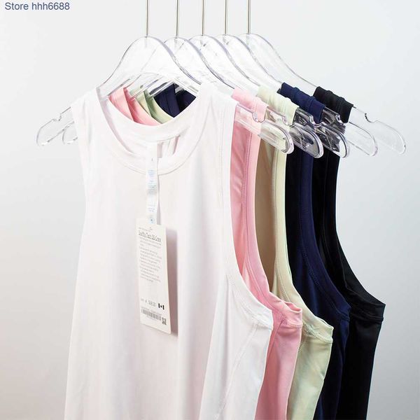 

new trendy yoga brand lu's t shirts 2023 women's suit all tied up sports vest beautiful back fitness jogging loose comfortable cov, White