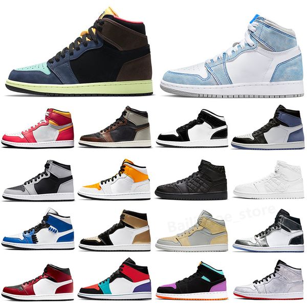 

2022 basketball shoes university blue 1 high og 1s grey fog black white shadow college dark forbidden unc gray chicago men's and women&